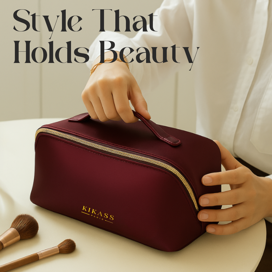 KIKASS PARIS Luxury Cosmetic Bag with Golden Zip