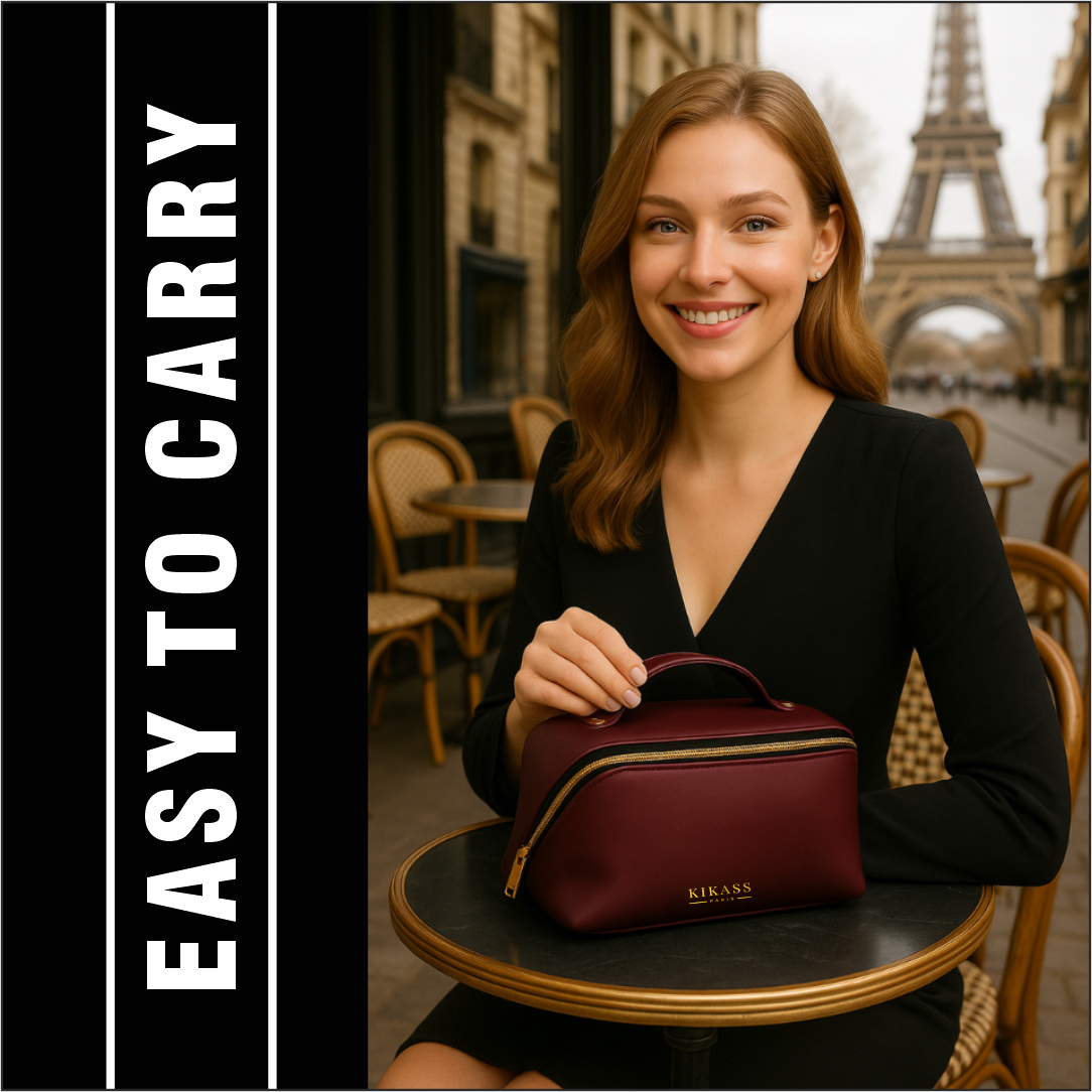 KIKASS PARIS Luxury Cosmetic Bag with Golden Zip