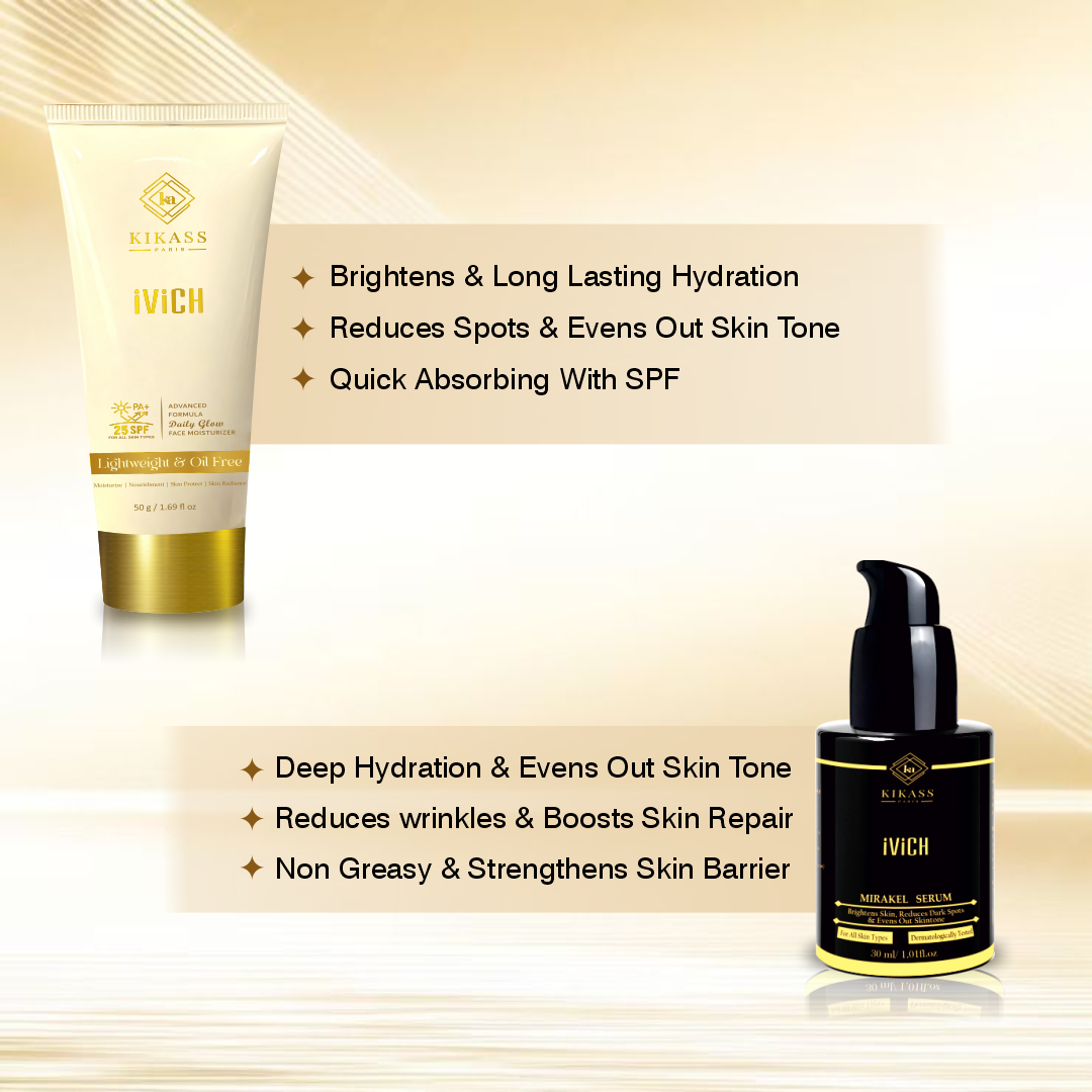 KIKASS iViCH COMBO II | Day Cream SPF 25 + Mirakel Serum | Radiance Duo