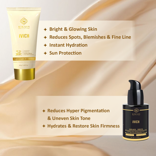 KIKASS iViCH COMBO II | Day Cream SPF 25 + Mirakel Serum | Radiance Duo