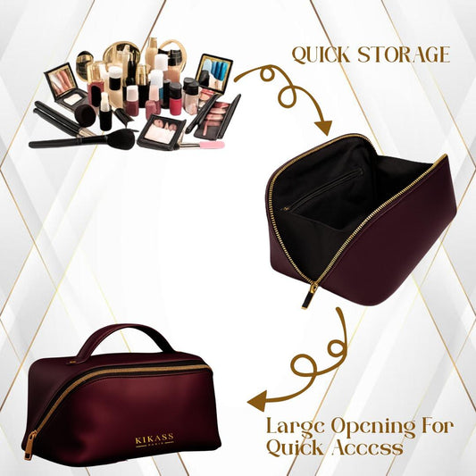 KIKASS Paris Luxury Cosmetic Bag with Golden Zip